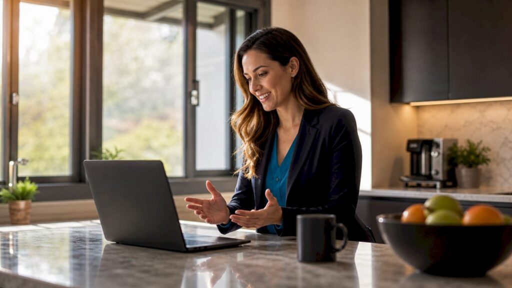 Real estate agent working on property listing optimization