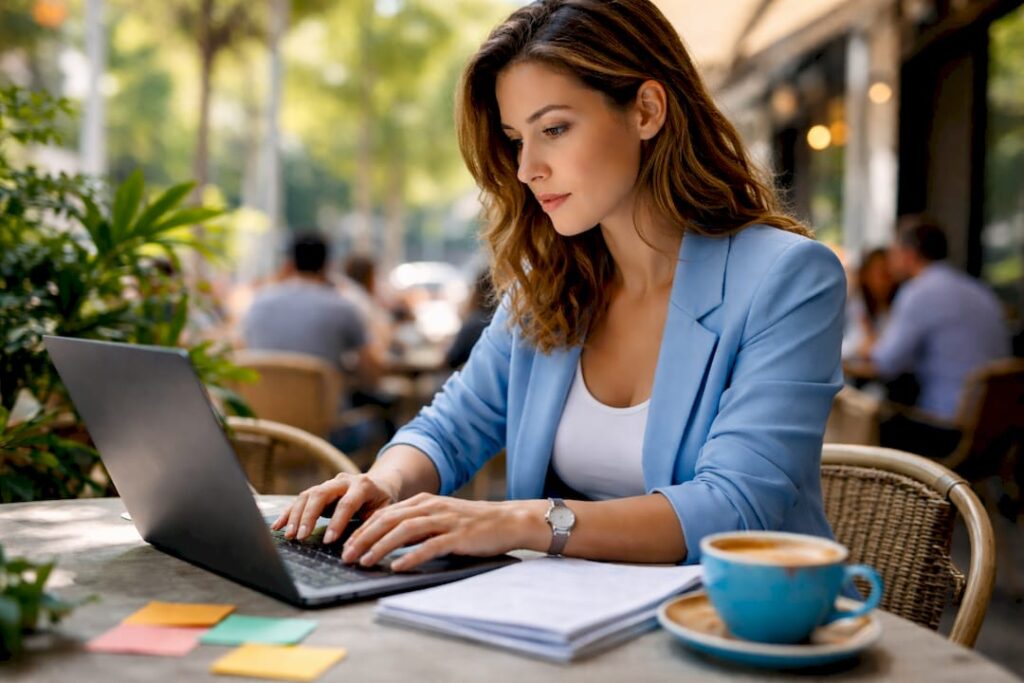 Small business owner working on local SEO setup