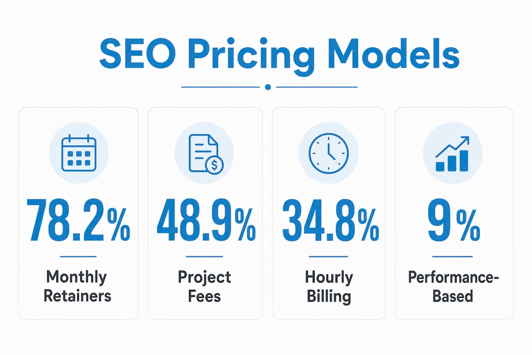 Infographic showing SEO pricing model statistics