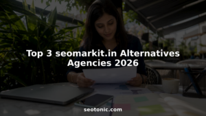 Digital marketing analyst reviewing agency reports in office