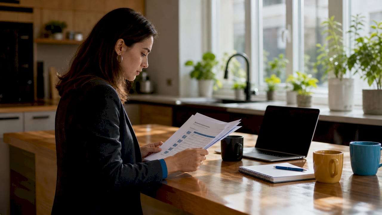 Businesswoman reviewing SEO fulfillment documents