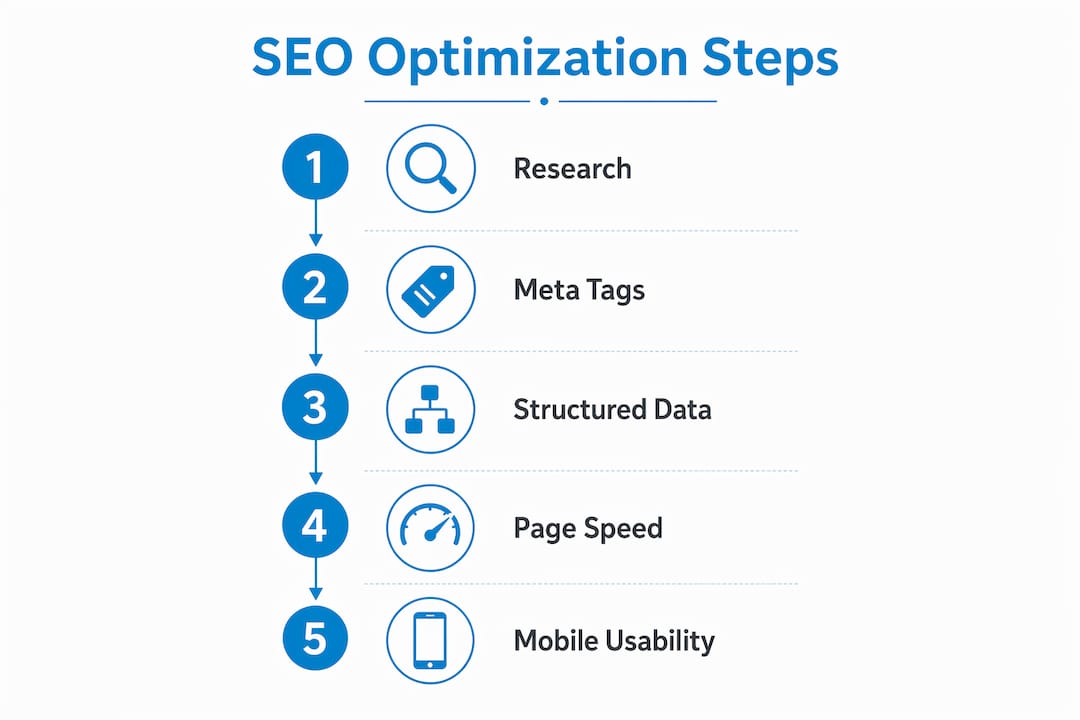 Infographic of 5 SEO optimization steps